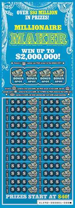 Millionaire Maker scratchcard - game number #1892 - front