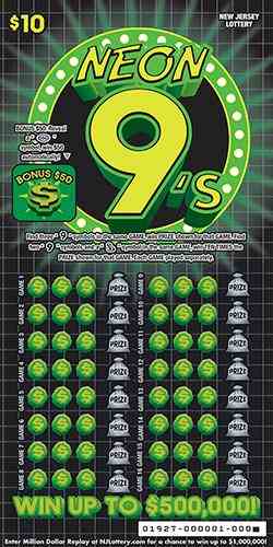 Neon 9'S scratchcard - game number #1927 - front