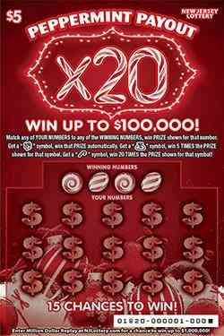 Peppermint Payout X20 scratchcard - game number #1820 - front