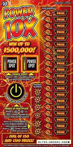 Power 10X scratchcard - game number #1785 - front