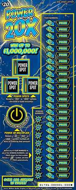 Power 20X scratchcard - game number #1786 - front