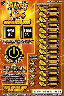 Power 5X scratchcard - game number #1784 - front