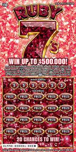 Ruby 7'S scratchcard - game number #1990 - front