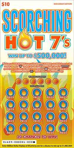 Scorching Hot 7's scratchcard - game number #1659 - front