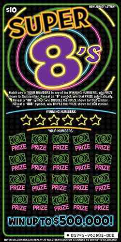 Super 8's scratchcard - game number #1745 - front