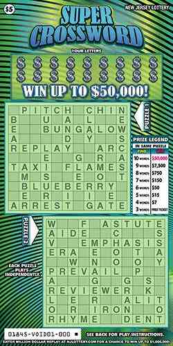 Super Crossword scratchcard - game number #1845 - front