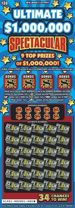 Ultimate $1,000,000 Spectacul scratchcard - game number #1801 - front