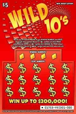 Wild 10's scratchcard - game number #1753 - front