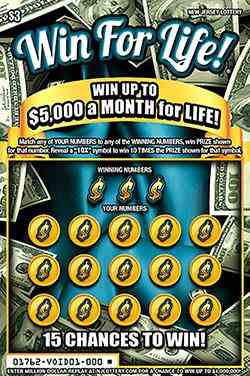 Win For Life! scratchcard - game number #1762 - front