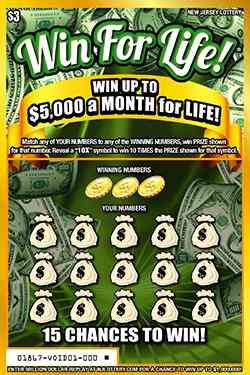 Win For Life! scratchcard - game number #1867 - front