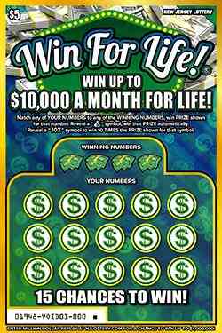 Win For Life! scratchcard - game number #1948 - front