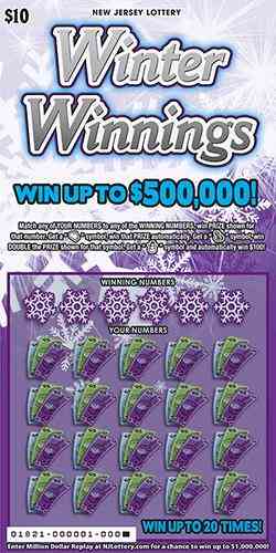 Winter Winnings scratchcard - game number #1821 - front