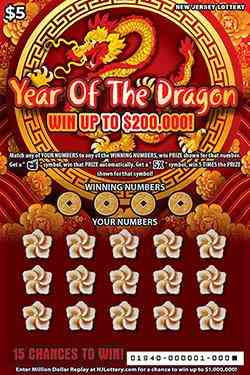 Year Of The Dragon scratchcard - game number #1840 - front