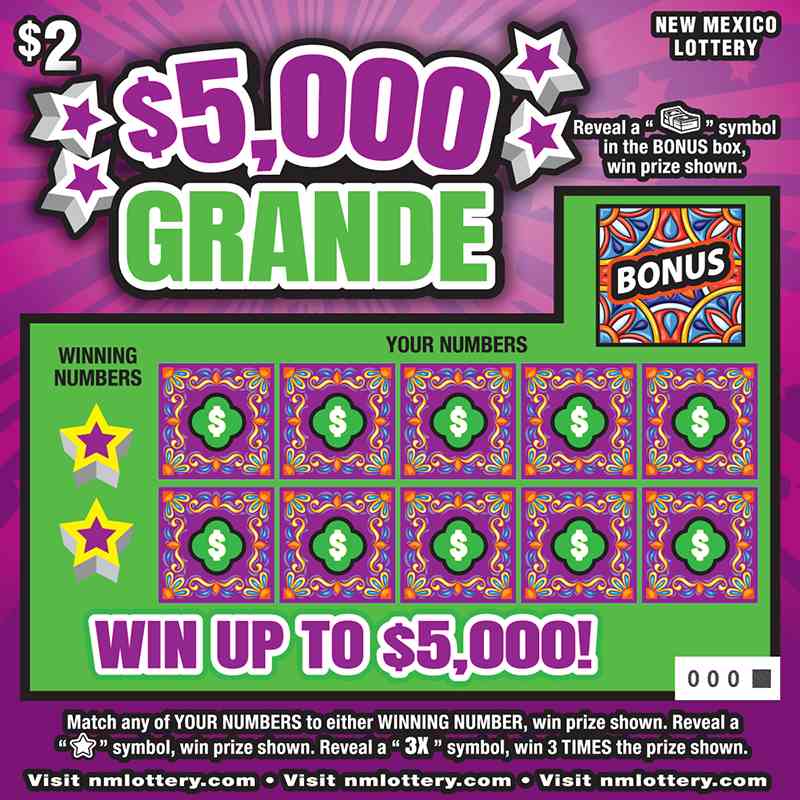 $5,000 Grande scratchcard - game number #688 - front