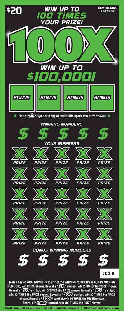 100X scratchcard - game number #628 - front