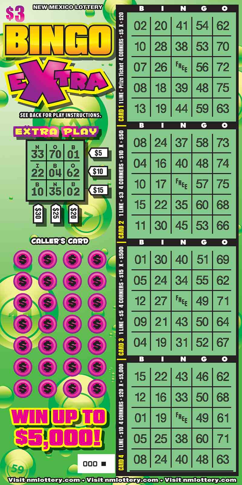 Bingo Extra scratchcard - game number #683 - front