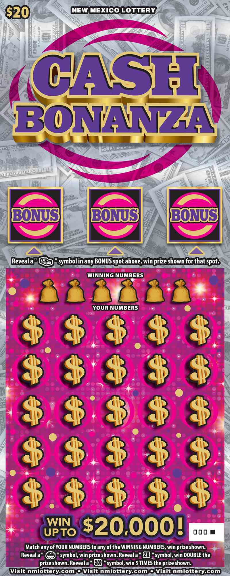 Cash Bonanza scratchcard - game number #643 - front
