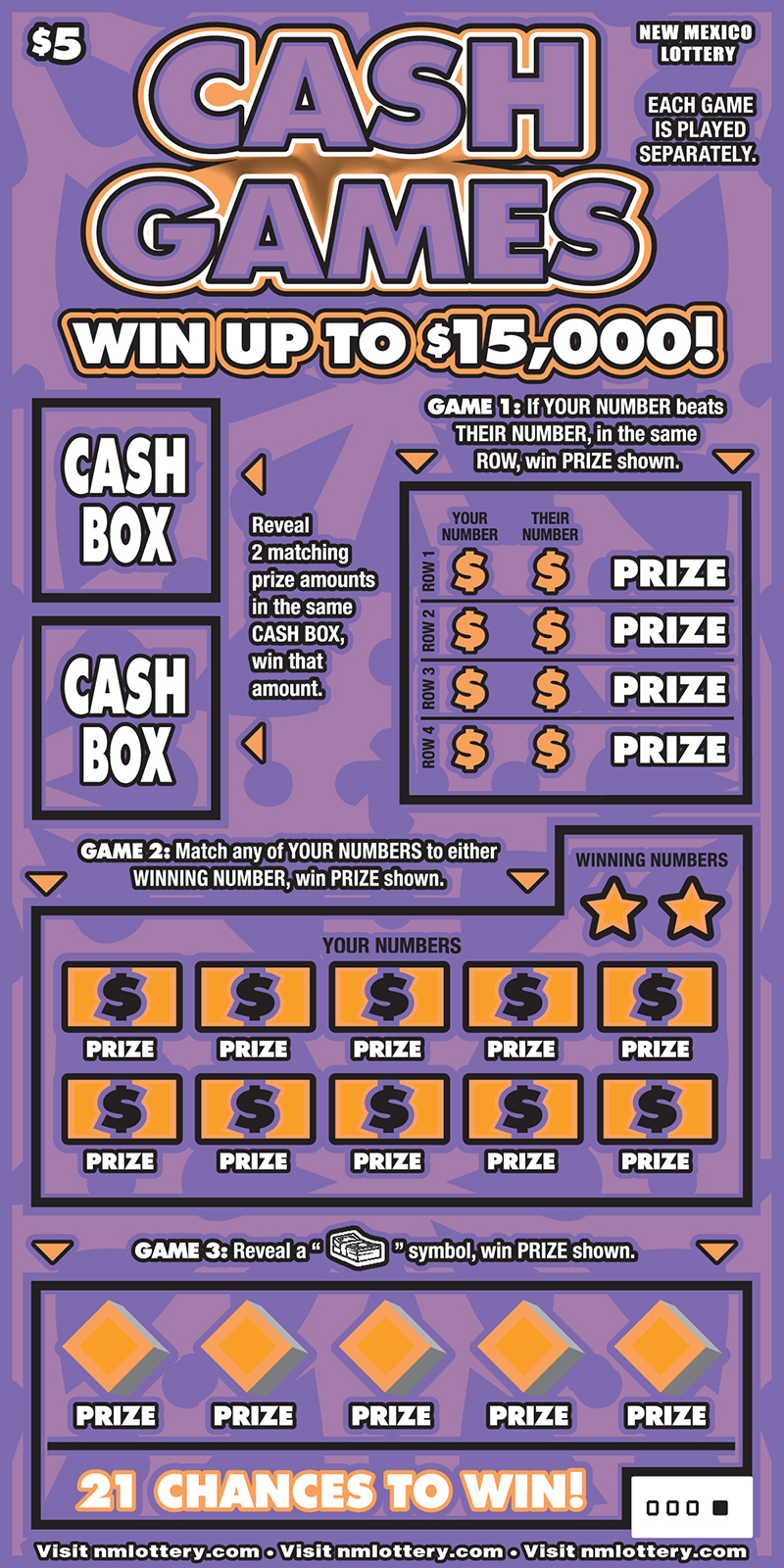 Cash Games scratchcard - game number #575 - front