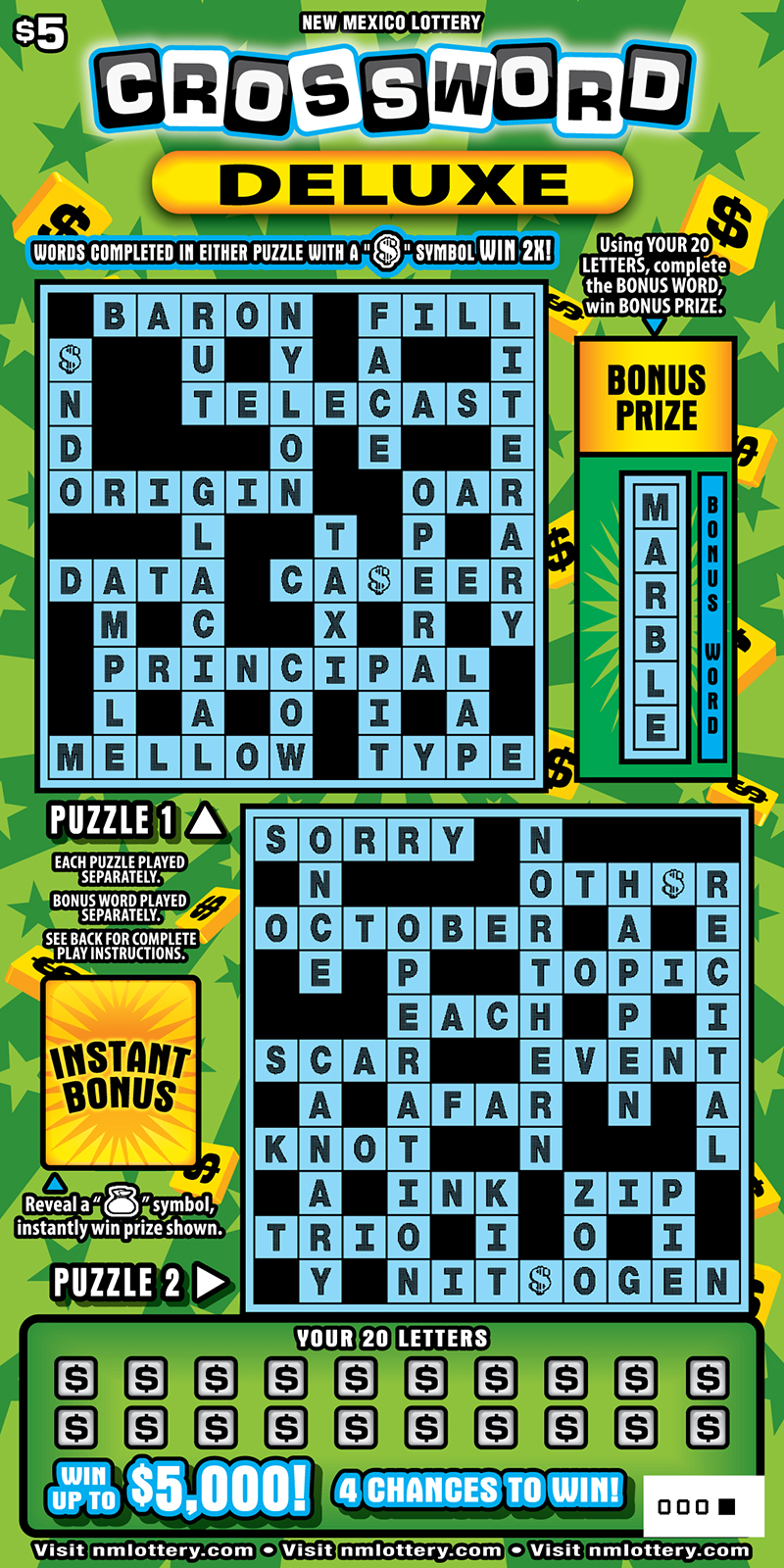 Crossword Deluxe scratchcard - game number #676 - front