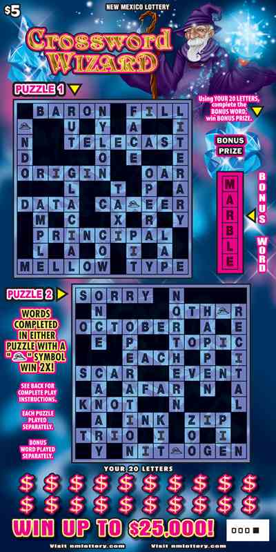 Crossword Wizard scratchcard - game number #625 - front