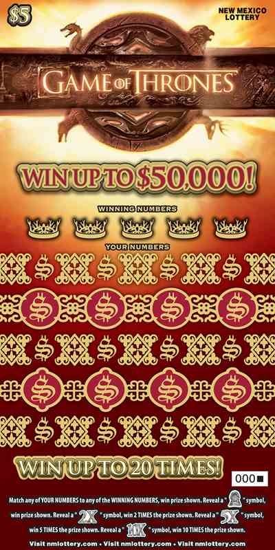 Game Of Thrones scratchcard - game number #626 - front