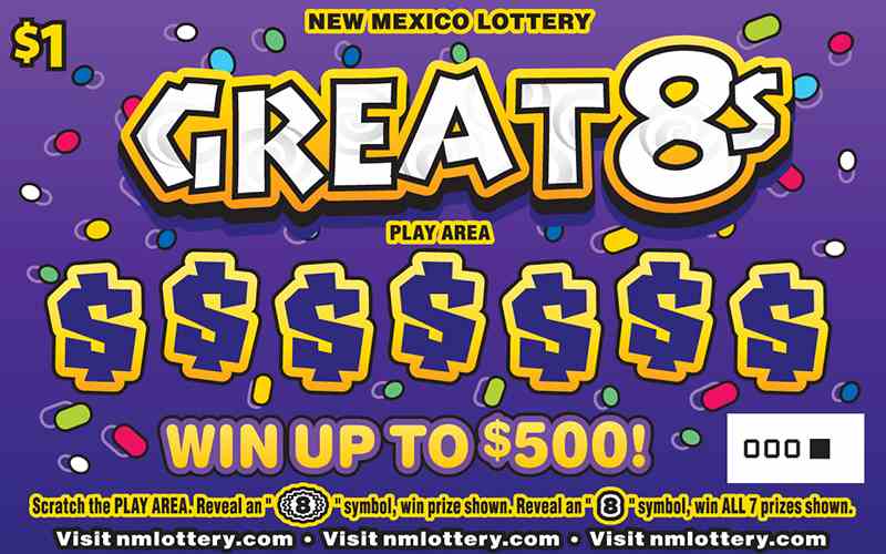 Great 8S scratchcard - game number #651 - front
