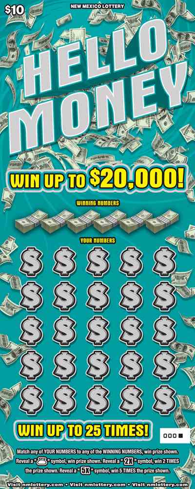 Hello Money scratchcard - game number #581 - front