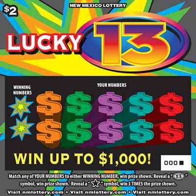 Lucky 13 scratchcard - game number #653 - front