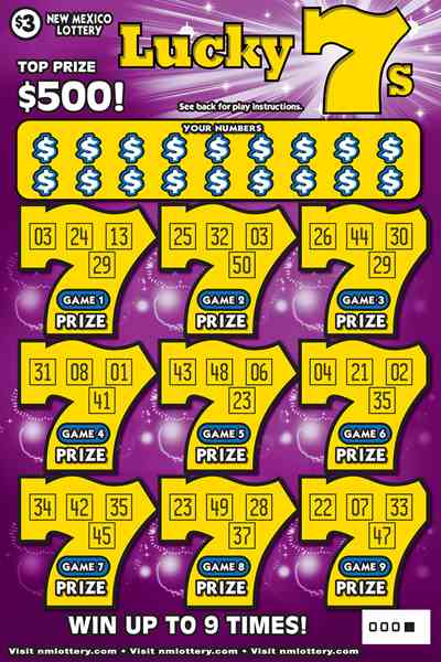 Lucky 7S scratchcard - game number #627 - front