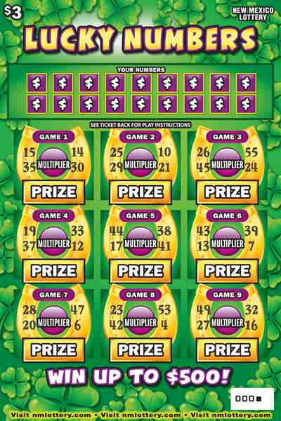Lucky Numbers scratchcard - game number #646 - front
