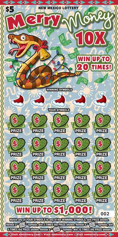 Merry Money 10X scratchcard - game number #669 - front