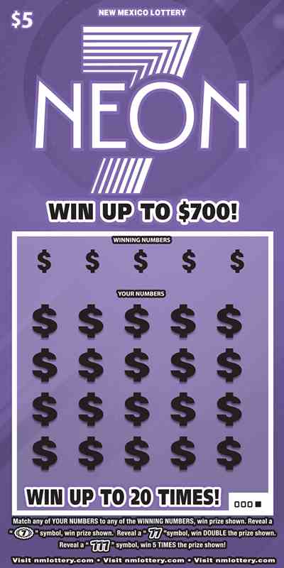 Neon 7 scratchcard - game number #665 - front