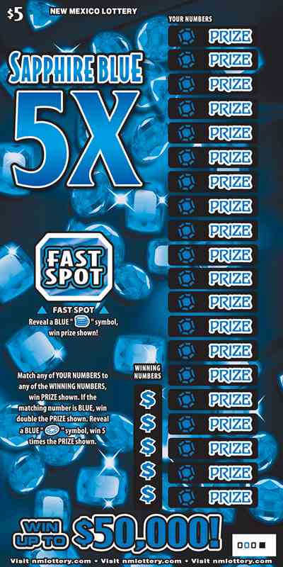 Sapphire Blue 5X scratchcard - game number #621 - front