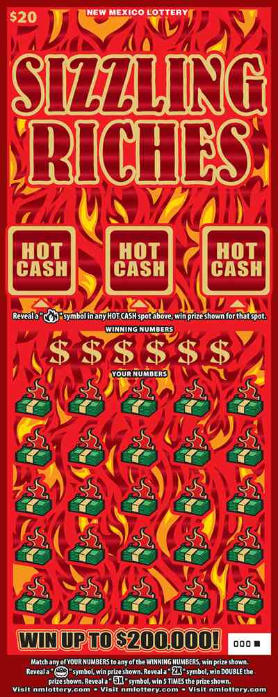 Sizzling Riches scratchcard - game number #608 - front