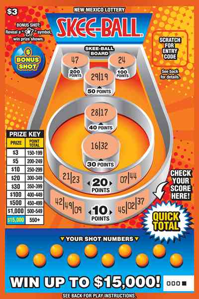 Skee-Ball® scratchcard - game number #633 - front