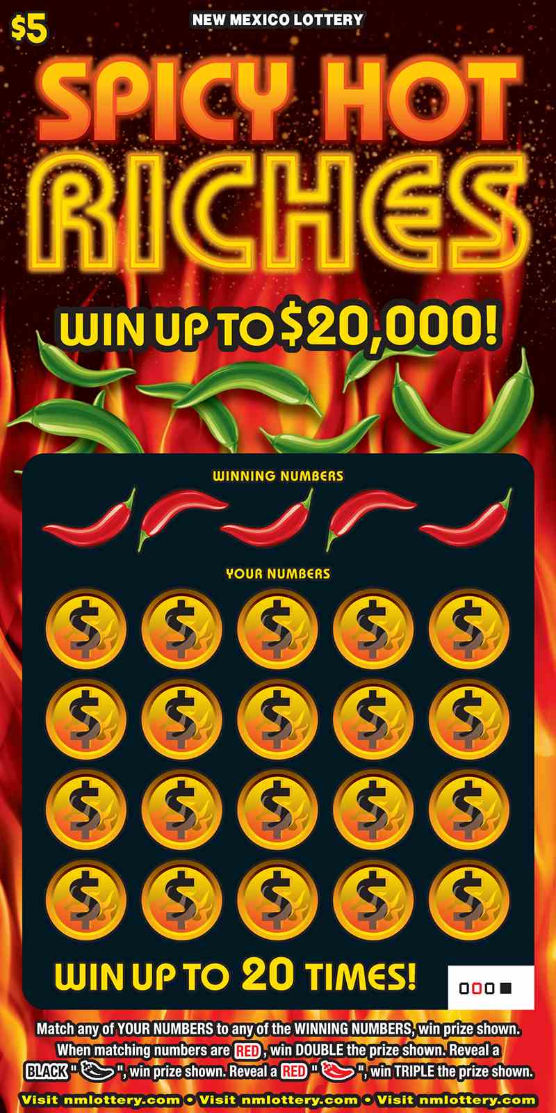 Spicy Hot Riches scratchcard - game number #640 - front