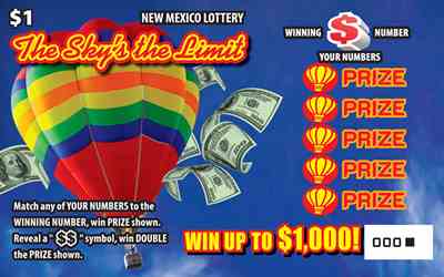 The Sky’S The Limit scratchcard - game number #662 - front