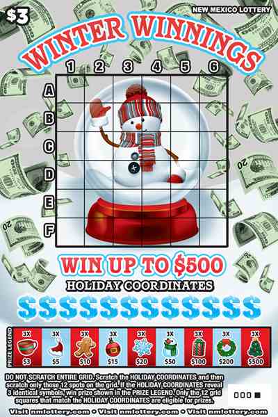 Winter Winnings scratchcard - game number #667 - front