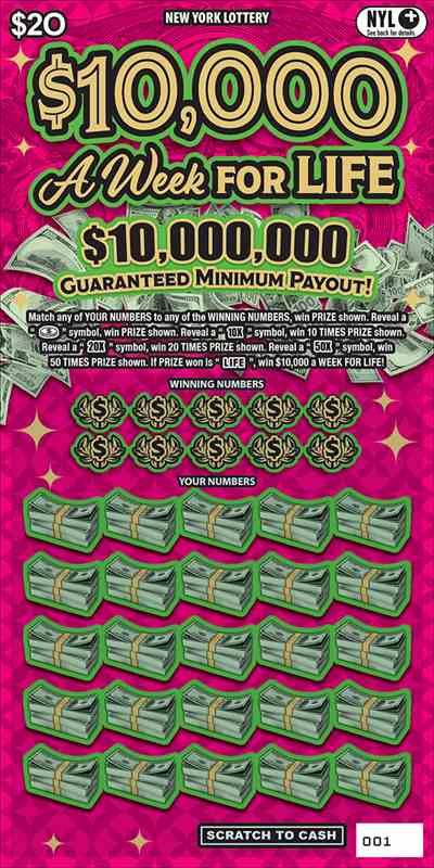 $10,000 A Week For Life scratchcard - game number #1686 - front