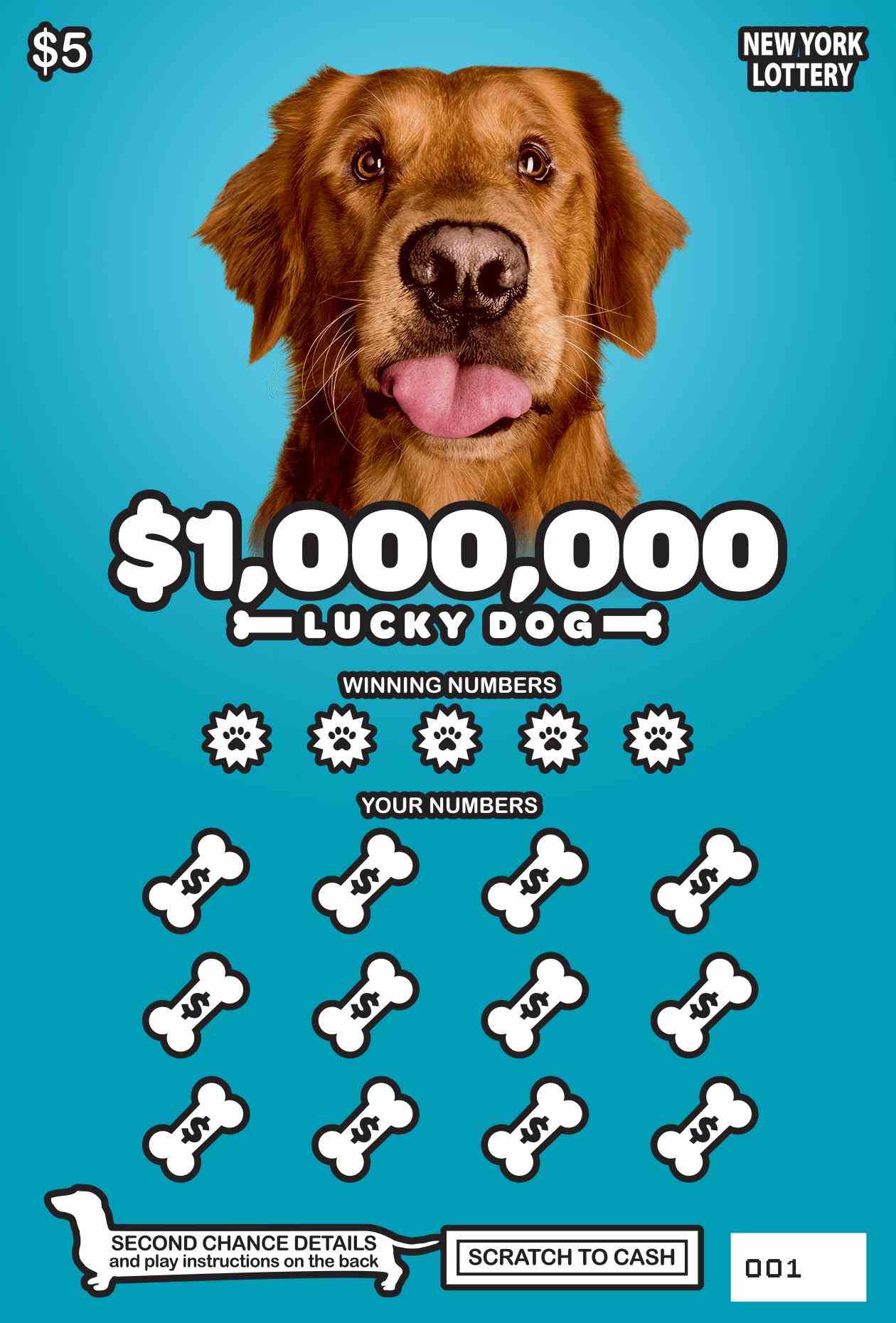 $1,000,000 LUCKY DOG scratchcard - game number #1518 - front