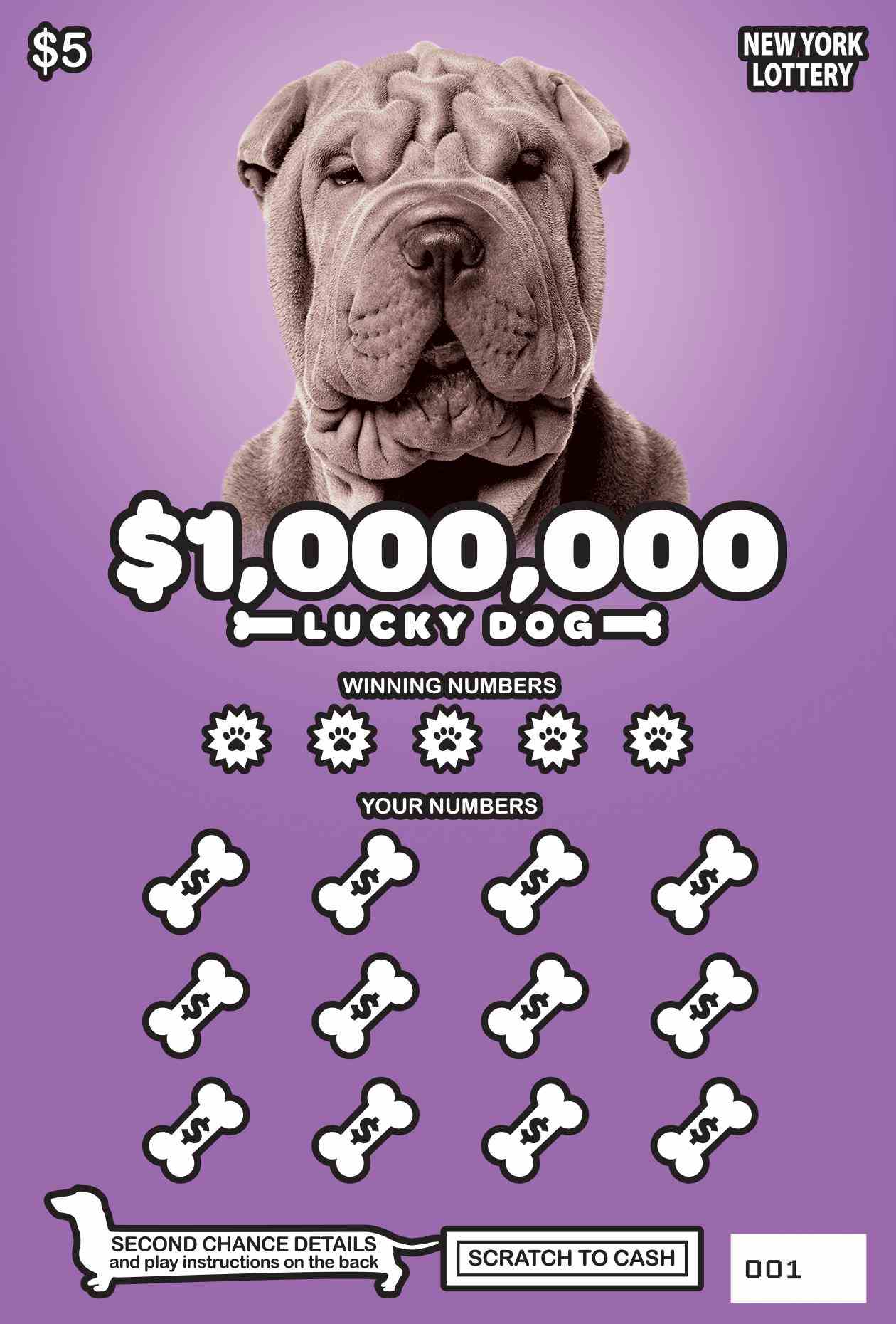 $1,000,000 LUCKY DOG scratchcard - game number #1518 - front