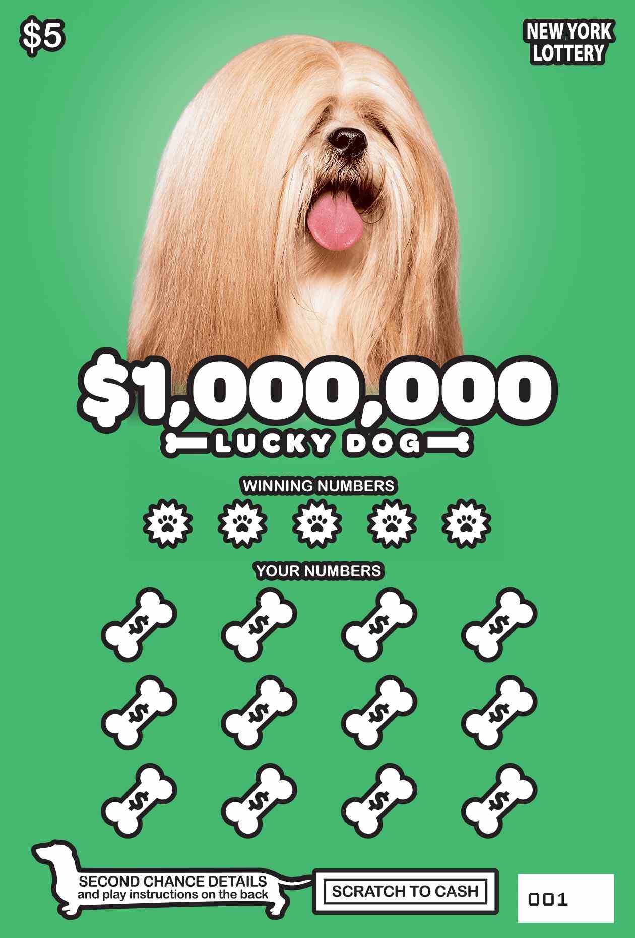 $1,000,000 LUCKY DOG scratchcard - game number #1518 - front