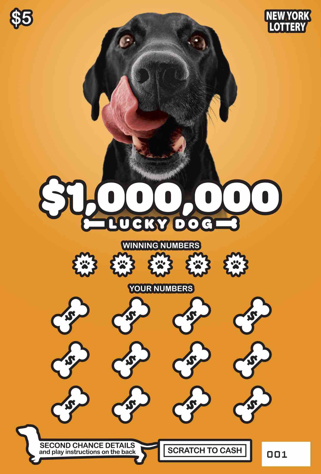 $1,000,000 LUCKY DOG scratchcard - game number #1518 - front