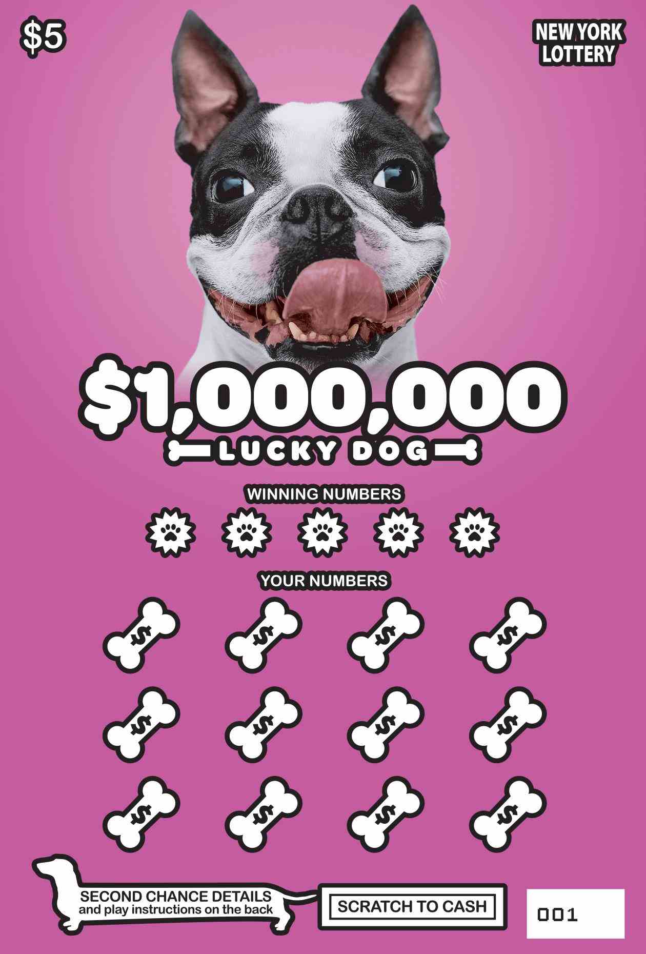 $1,000,000 LUCKY DOG scratchcard - game number #1518 - front