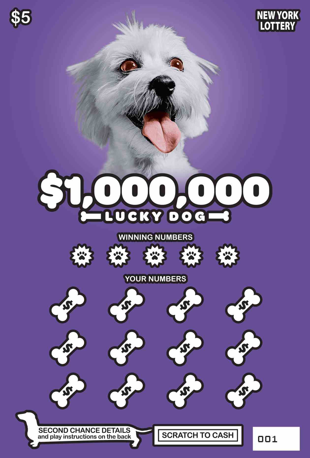 $1,000,000 LUCKY DOG scratchcard - game number #1518 - front