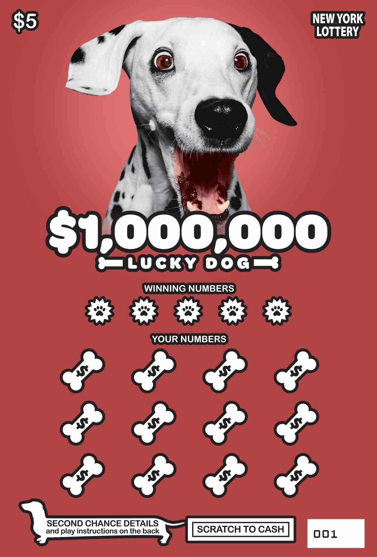 $1,000,000 LUCKY DOG scratchcard - game number #1518 - front