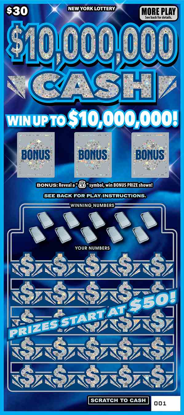 $10,000,000 CASH scratchcard - game number #1606 - front