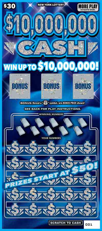 $10,000,000 CASH scratchcard - game number #1606 - front