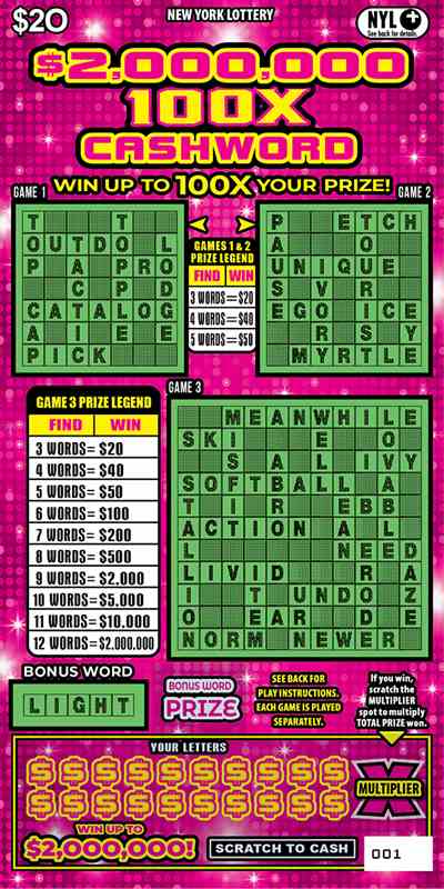 $2,000,000 100X Cashword scratchcard - game number #1694 - front
