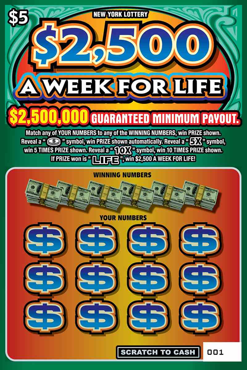 $2,500 A WEEK FOR LIFE scratchcard - game number #1447 - front